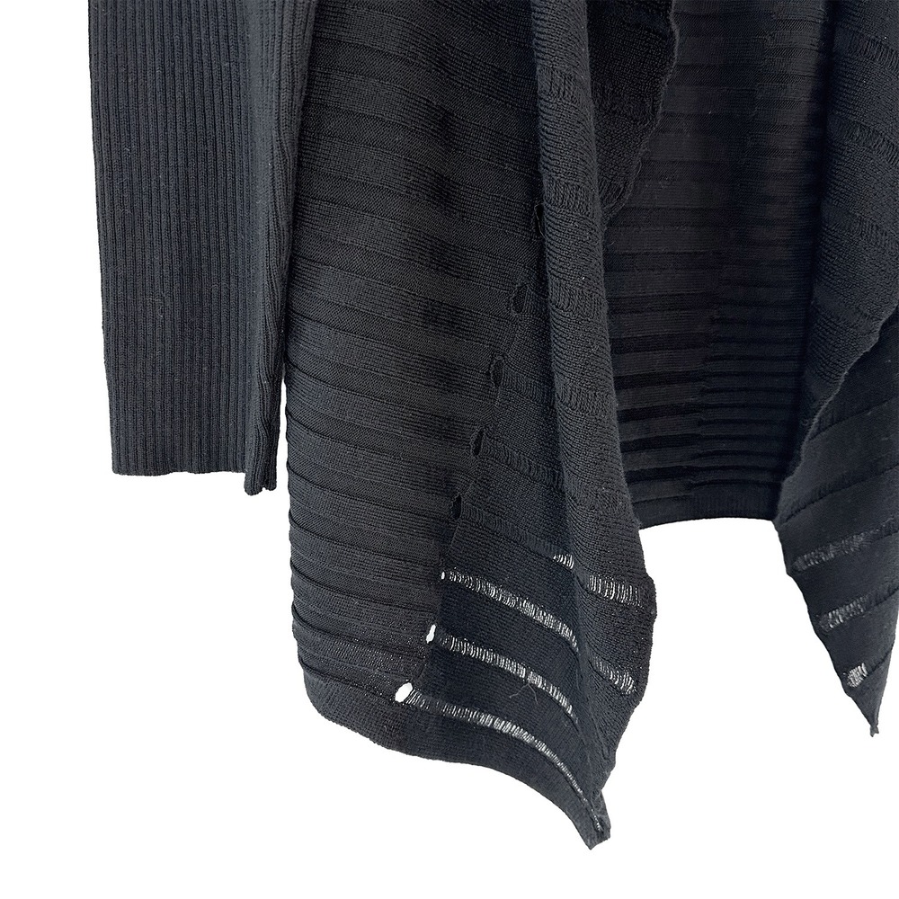 EILEEN FISHER 100% Merino Wool Open Knit Open Front Cardigan • Large • black - Picture 3 of 9